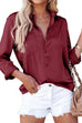 Febedress Solid Long Sleeves Button Up Satin Shirt