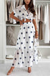 Elastic Waist Polka Dot Flowy Maxi Skirt