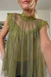 Mockneck Tulle Cover Up Top with Lace Camisole