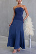 Strapless Tube Splice Swing Maxi Party Dress