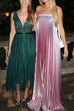 Febedress Strapless Tube Gradient Ombre Satin Maxi Party Dress