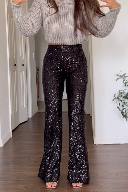 Febedress High Rise Sequin Bell Bottom Pants