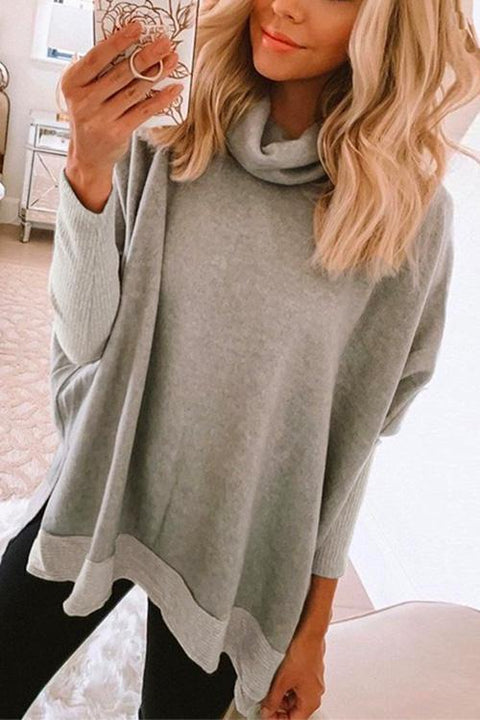 Febedress Cowl Neck Long Sleeve Side Split Sweatshirt