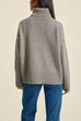 Turtleneck Drop Shoulder Ribbed Hem Casual Sweater
