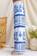 Elastic Waist Wide Leg Printed Pants