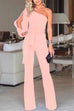 Febedress One Shoulder Slit Sleeve Tie Knot Jumpsuit(7 Colors)