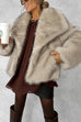 Febedress Collared Open Front Winter Faux Fur Coat