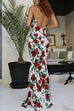 Febedress Spaghetti Strap Open Back Floral Print Maxi Dress