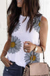 Febedress Crewneck Sleeveless Sunflower Tops
