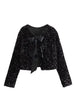 Febedress Long Sleeves Bow Detail Shiny Sequin Top