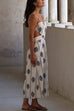 Febedress Spaghetti Strap Cut Out Waist Printed Midi Dress