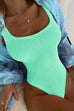 Febedress Low Back High Cut Crinkle One Piece Swimsuit