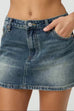 Febedress One Button Pocketed Denim Mini Skirt