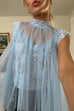 Mockneck Tulle Cover Up Top with Lace Camisole