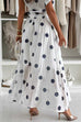 Elastic Waist Polka Dot Flowy Maxi Skirt