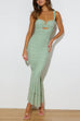 Febedress Sleeveless Cut Out Ruched Ruffle Bodycon Maxi Dress