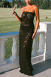 Febedress Strapless Lace Hollow Out Bodycon Maxi Dress