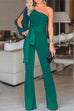 Febedress One Shoulder Slit Sleeve Tie Knot Jumpsuit(7 Colors)