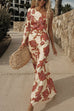Febedress One Shoulder Long Sleeve Floral Print Maxi Dress