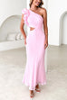 Febedress Frill One Shoulder Sleeveless Cut Out Maxi Dress