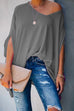 Febedress Loose V Neck Batwing Sleeve Solid T Shirt