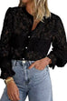 Febedress Ruffle Long Sleeves Button Up Lace Shirt