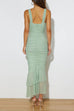 Febedress Sleeveless Cut Out Ruched Ruffle Bodycon Maxi Dress