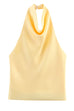 Febedress Chic Halter Cowl Neck Sleeveless Satin Top