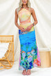 Halter Neck Backless Printed Maxi Dress