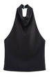 Febedress Chic Halter Cowl Neck Sleeveless Satin Top