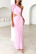 Febedress Frill One Shoulder Sleeveless Cut Out Maxi Dress