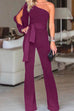Febedress One Shoulder Slit Sleeve Tie Knot Jumpsuit(7 Colors)