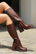 Febedress Square Toe Chunky Block Side Zipper High Boots