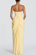 Strapless Tube Ruched Slit Maxi Dress