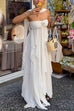 Febedress Sleeveless Open Back Ruffle Trim Slit Maxi Dress