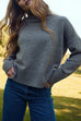 Turtleneck Drop Shoulder Ribbed Hem Casual Sweater
