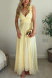 V Neck Sleeveless Cut Out Waist Ruffle Maxi Dress