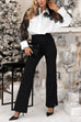 Chic High Rise Lace Splice Flare Bottom Pants
