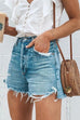Febedress Raw Hem Ripped Distressed Denim Shorts