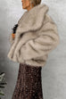 Febedress Collared Open Front Winter Faux Fur Coat