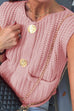 Febedress Gold Buttons Pocketed Chunky Sweater Vest