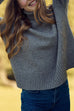 Turtleneck Drop Shoulder Ribbed Hem Casual Sweater