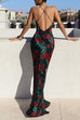 Febedress Spaghetti Strap Open Back Floral Print Maxi Dress