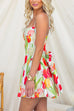 Watercolor Tulip Print Fit and Flare Mini Dress with Statement Back Bow