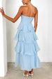 Febedress Strapless Empire Waist Ruffle Layered Maxi Dress