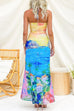 Halter Neck Backless Printed Maxi Dress