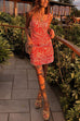 Sleeveless Printed Mini Holiday Dress