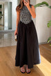 Febedress Crewneck Sleeveless Glitter Sequin Splice Maxi Dress