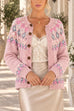 Febedress Button Down Printed Sweater Cardigan