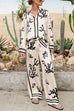 Febedress Wide Leg Reef Print Satin Pants